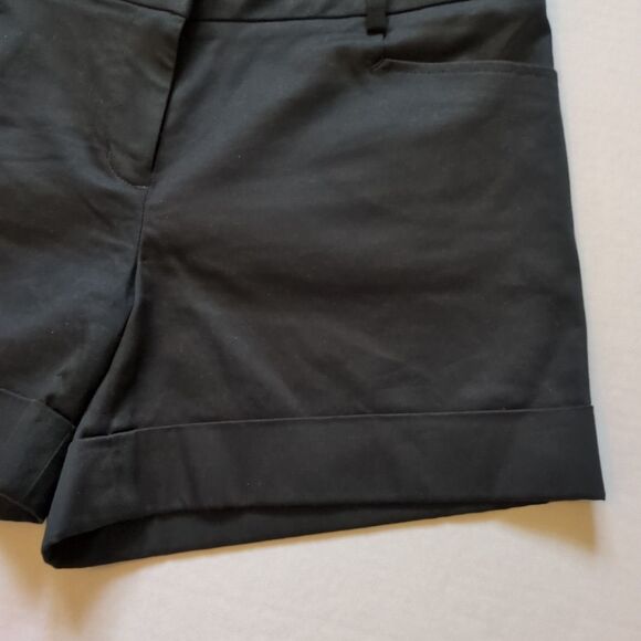 Express Chino Cuffed Shorts Womens 4 Black Flat Front Stretch Pockets Preppy - Picture 4 of 11
